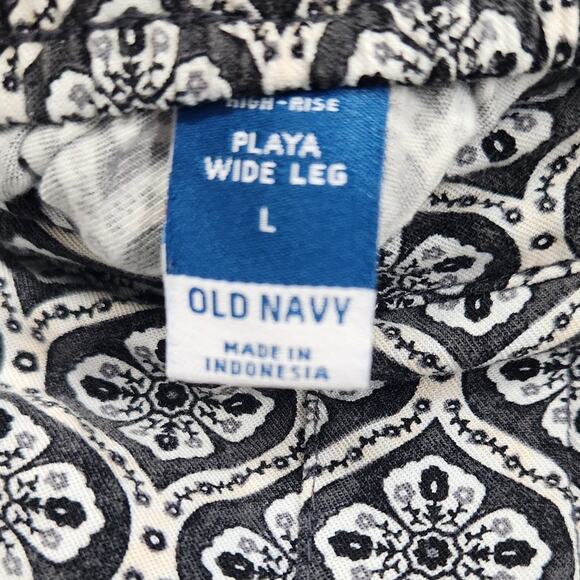 Old Navy Navy Blue and White Wide Leg Playa High-Rise Pants Womens Size Large L - Picture 3 of 4